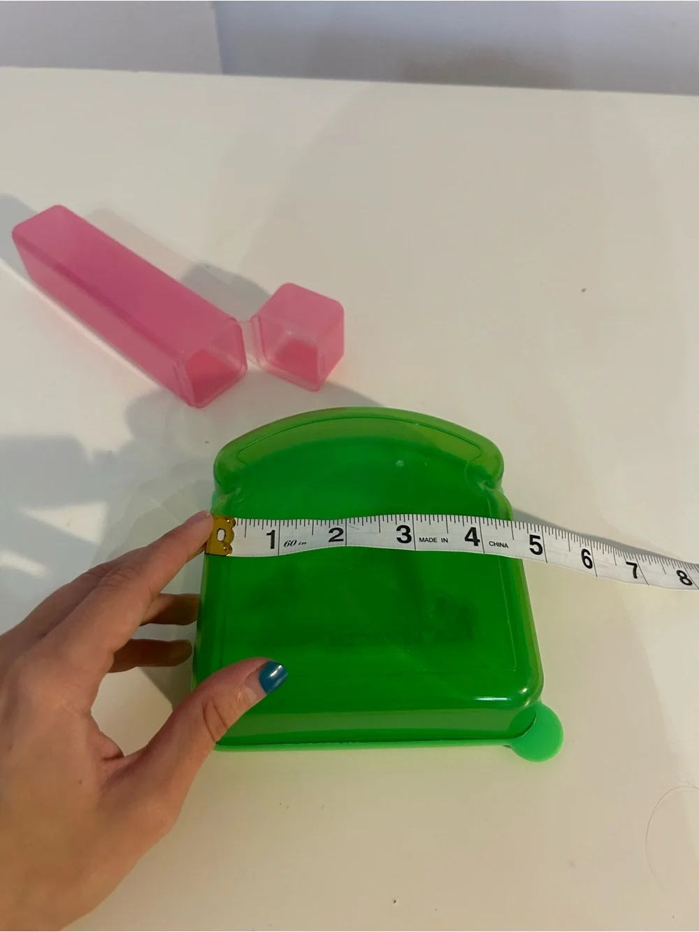 Green Sandwich Container with Pink Utensil Tube - Durable Food Storage